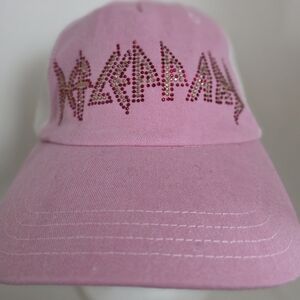 Pink Bling Snapback hat "Def Leppard" text logo across the front Las Vegas 2019